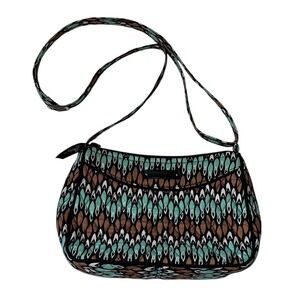 Vera Bradley Sierra Stream‎ Little Crossbody Bag Retired Print Teal Brown Purse